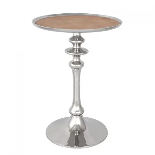  Side Table Darby silver round Suede Leather