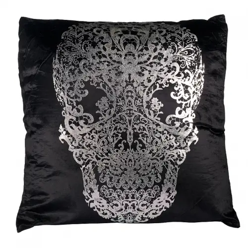 By Kohler  Cushion  50x50x8cm Silver Skull (108308)