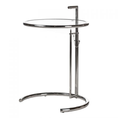 By Kohler  Design side Table Dwayne silver with clear glass (102317)