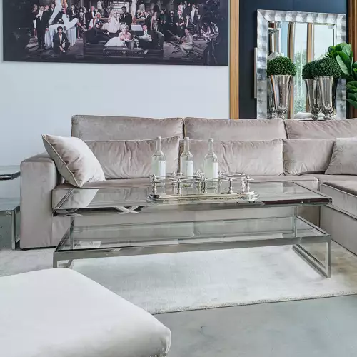 By Kohler  Coffee Table Dax 140x70x45cm silver Clear Glass (109804)