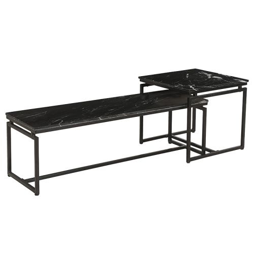  Coffee Table Marble Black (Set of 2) 130x40x40cm | 55x55x50cm 