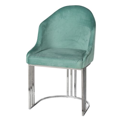  Citrine arm dining chair turquoise color with silver legs