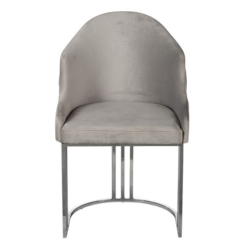 By Kohler  Shell arm dining chair silver legs half round (200319)