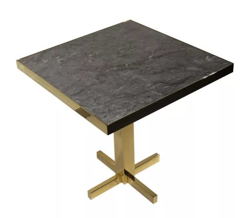  Dining Table Gold Faux Marble Black 76x76x76cm